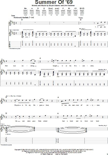 open zoom image for Summer Of '69 - Guitar TAB, New, Main