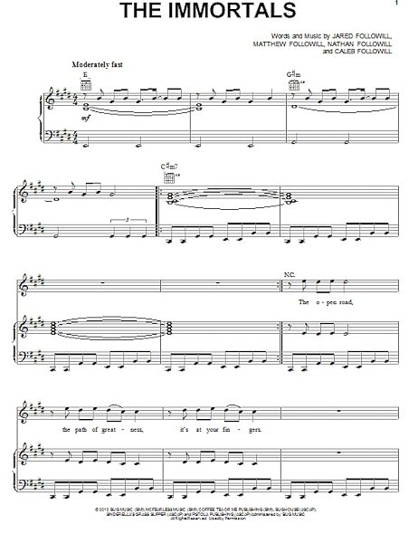open zoom image for The Immortals - Piano/Vocal/Guitar, New, Main