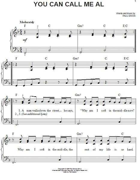open zoom image for You Can Call Me Al - Easy Piano, New, Main