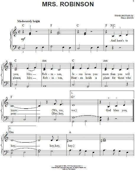 open zoom image for Mrs. Robinson - Easy Piano, New, Main