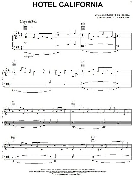 open zoom image for Hotel California - Piano/Vocal/Guitar, New, Main