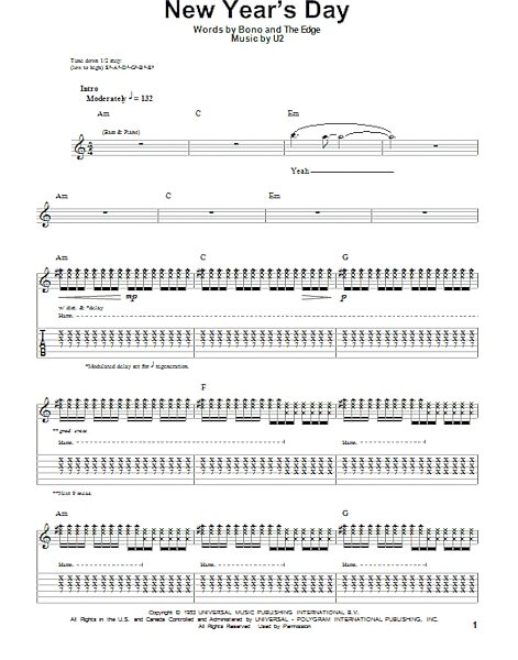 open zoom image for New Year's Day - Guitar Tab Play-Along, New, Main