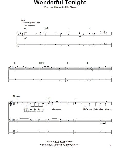 open zoom image for Wonderful Tonight - Bass Tab, New, Main