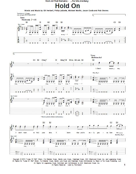 open zoom image for Hold On - Guitar TAB, New, Main