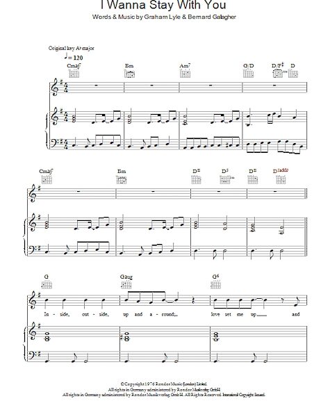 open zoom image for I Wanna Stay With You - Piano/Vocal/Guitar, New, Main