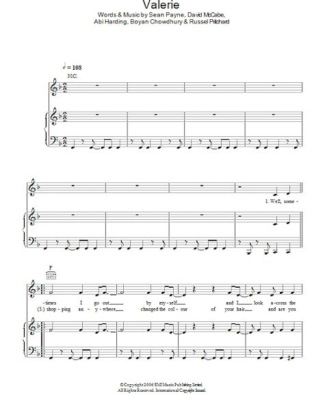 open zoom image for Valerie - Piano/Vocal/Guitar, New, Main