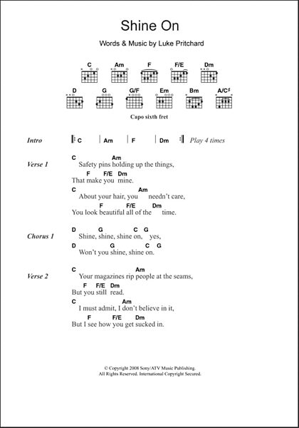 open zoom image for Shine On - Guitar Chords/Lyrics, New, Main