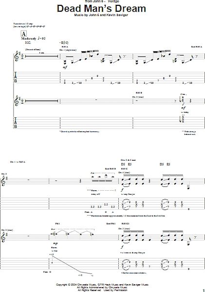 open zoom image for Dead Man's Dream - Guitar TAB, New, Main