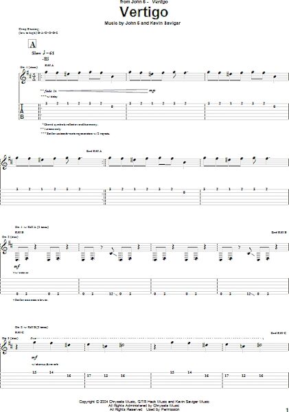 open zoom image for Vertigo - Guitar TAB, New, Main