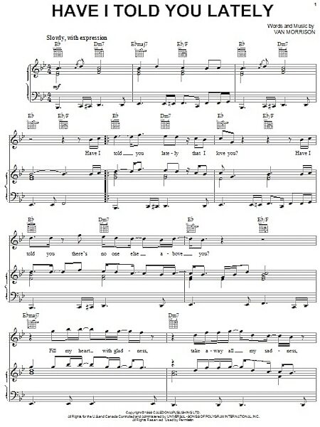 open zoom image for Have I Told You Lately - Piano/Vocal/Guitar, New, Main