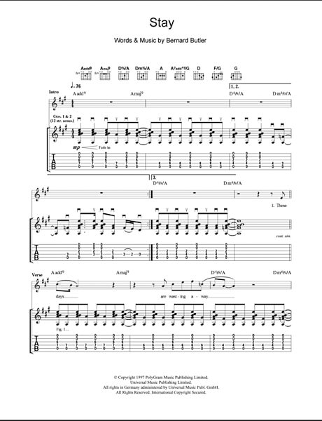 open zoom image for Stay - Guitar TAB, New, Main