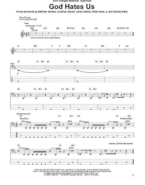 open zoom image for God Hates Us - Bass Tab, New, Main