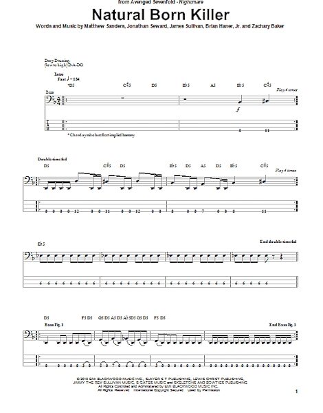 open zoom image for Natural Born Killer - Bass Tab, New, Main