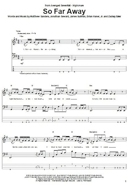 open zoom image for So Far Away - Bass Tab, New, Main