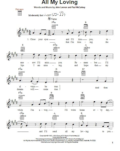 open zoom image for All My Loving - Ukulele, New, Main