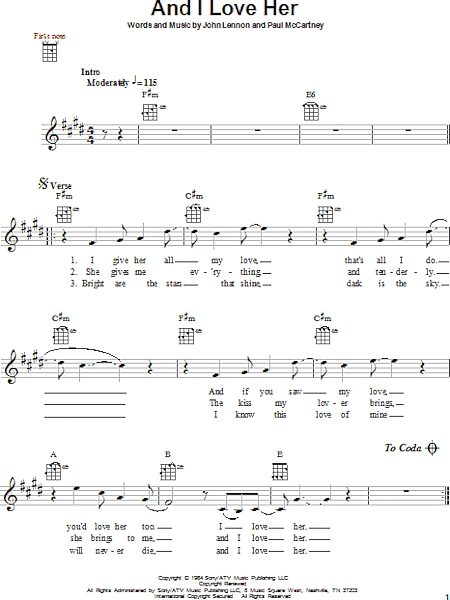 open zoom image for And I Love Her - Ukulele, New, Main