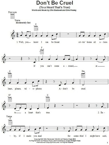 open zoom image for Don't Be Cruel (To A Heart That's True) - Ukulele, New, Main