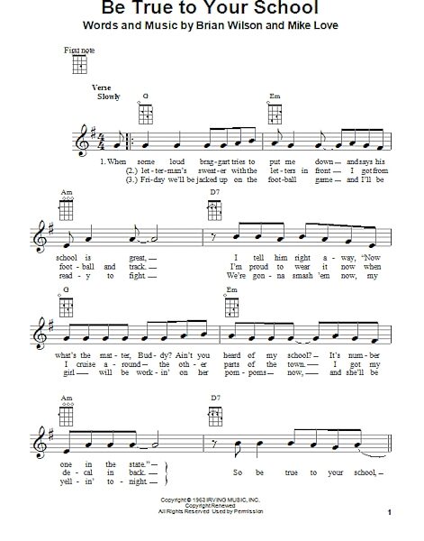 open zoom image for Be True To Your School - Ukulele, New, Main