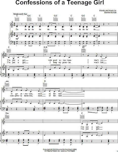 open zoom image for Confessions Of A Teenage Girl - Piano/Vocal/Guitar, New, Main