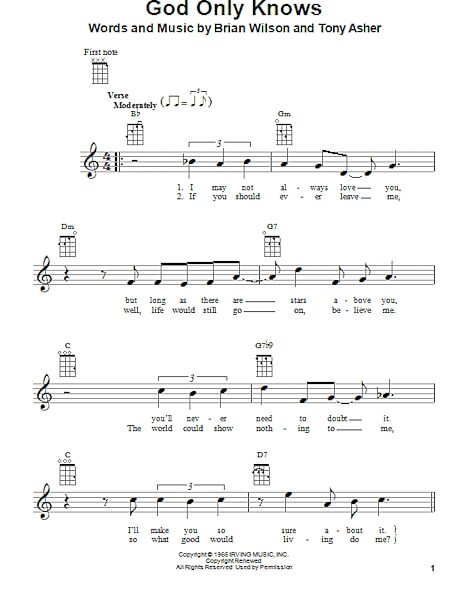 open zoom image for God Only Knows - Ukulele, New, Main