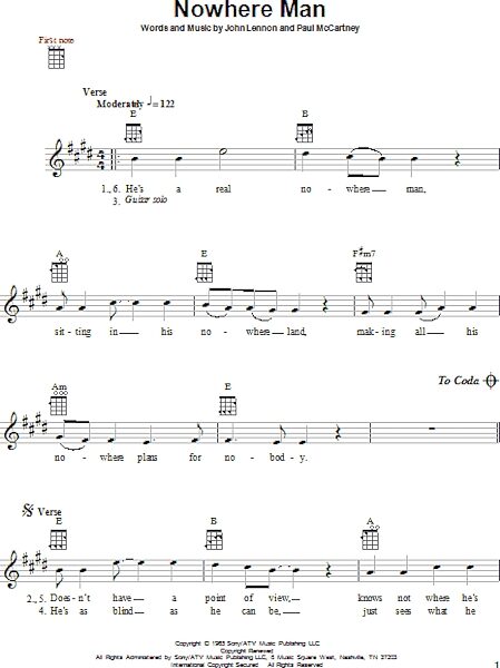 open zoom image for Nowhere Man - Ukulele, New, Main