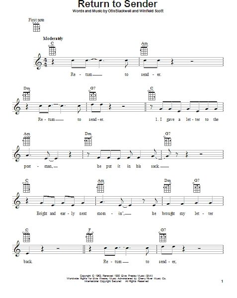 open zoom image for Return To Sender - Ukulele, New, Main