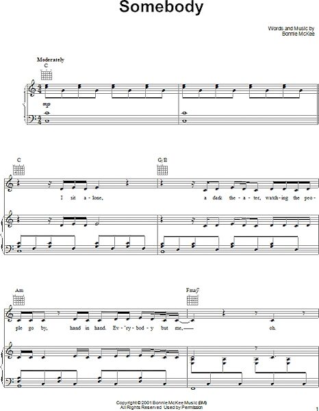 open zoom image for Somebody - Piano/Vocal/Guitar, New, Main