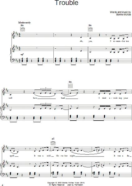 open zoom image for Trouble - Piano/Vocal/Guitar, New, Main