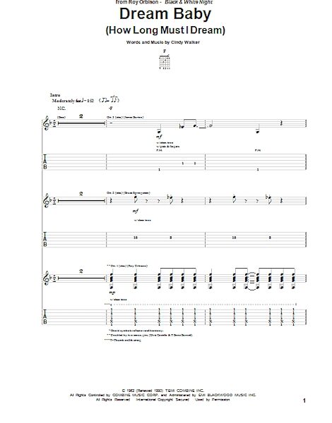 open zoom image for Dream Baby (How Long Must I Dream) - Guitar TAB, New, Main
