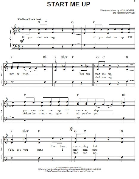 open zoom image for Start Me Up - Easy Piano, New, Main