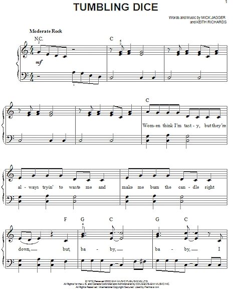 open zoom image for Tumbling Dice - Easy Piano, New, Main