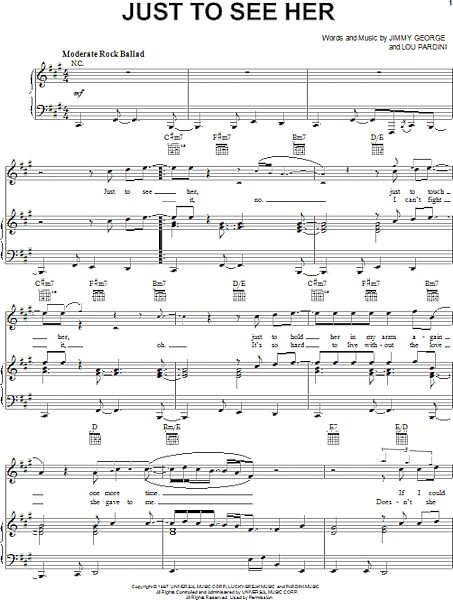 open zoom image for Just To See Her - Piano/Vocal/Guitar, New, Main