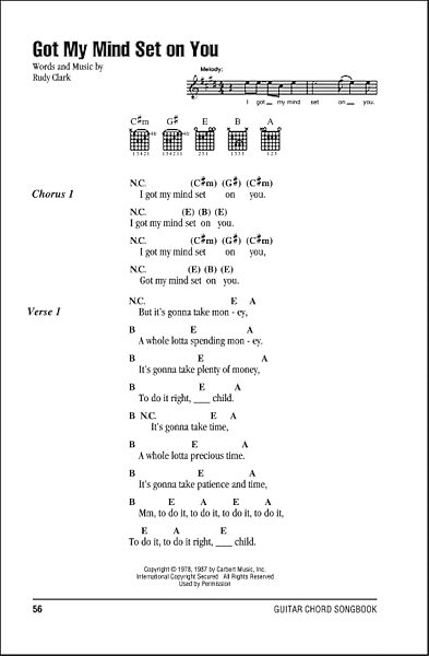 open zoom image for Got My Mind Set On You - Guitar Chords/Lyrics, New, Main