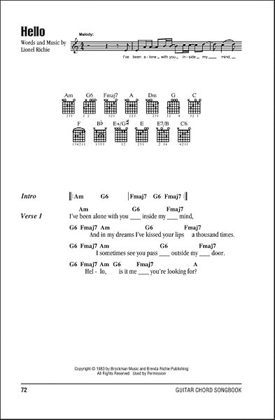 open zoom image for Hello - Guitar Chords/Lyrics, New, Main