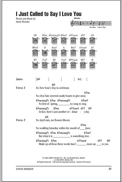 open zoom image for I Just Called To Say I Love You - Guitar Chords/Lyrics, New, Main