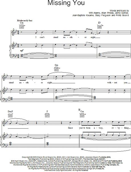open zoom image for Missing You - Piano/Vocal/Guitar, New, Main
