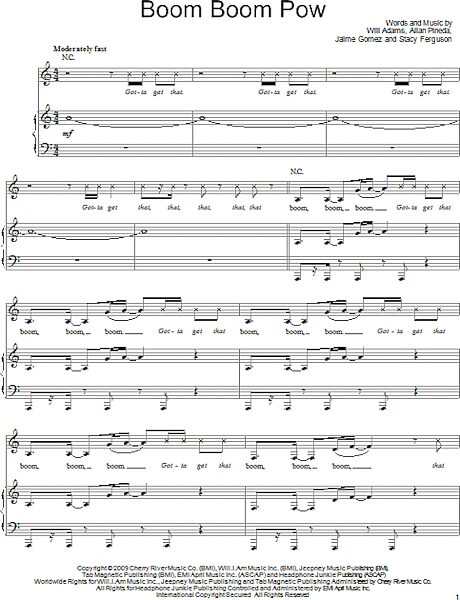 open zoom image for Boom Boom Pow - Piano/Vocal/Guitar, New, Main