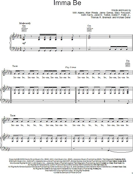 open zoom image for Imma Be - Piano/Vocal/Guitar, New, Main