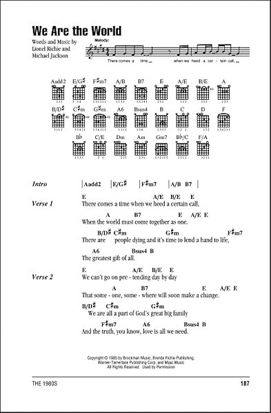 open zoom image for We Are The World - Guitar Chords/Lyrics, New, Main
