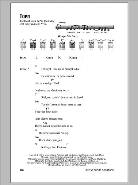 open zoom image for Torn - Guitar Chords/Lyrics, New, Main