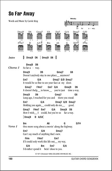 open zoom image for So Far Away - Guitar Chords/Lyrics, New, Main