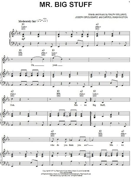 open zoom image for Mr. Big Stuff - Piano/Vocal/Guitar, New, Main