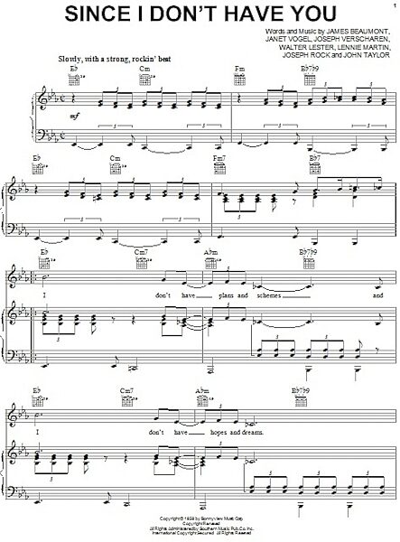 open zoom image for Since I Don't Have You - Piano/Vocal/Guitar, New, Main