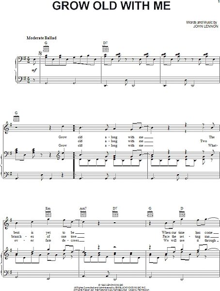 open zoom image for Grow Old With Me - Piano/Vocal/Guitar, New, Main