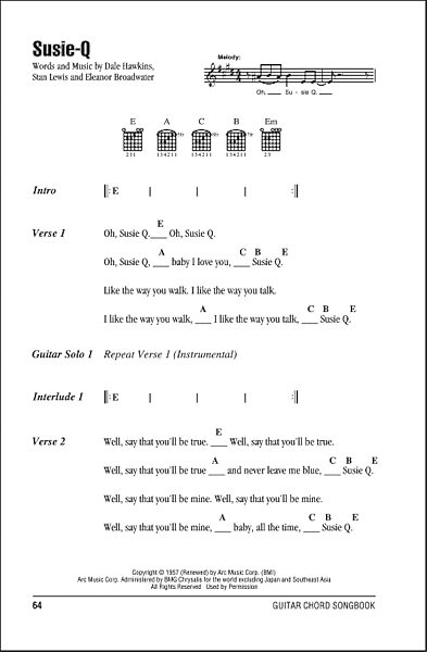 open zoom image for Susie-Q - Guitar Chords/Lyrics, New, Main
