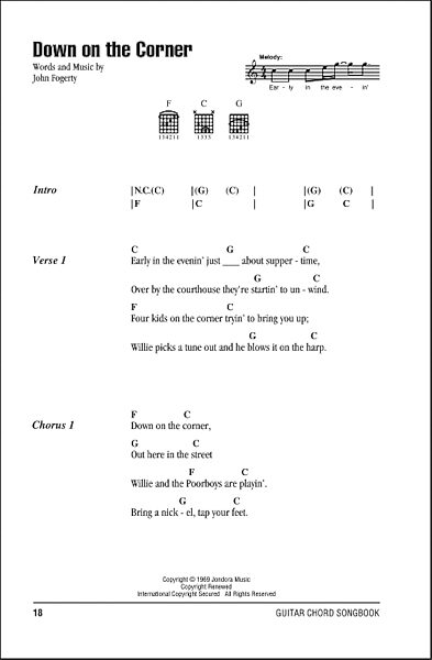 open zoom image for Down On The Corner - Guitar Chords/Lyrics, New, Main