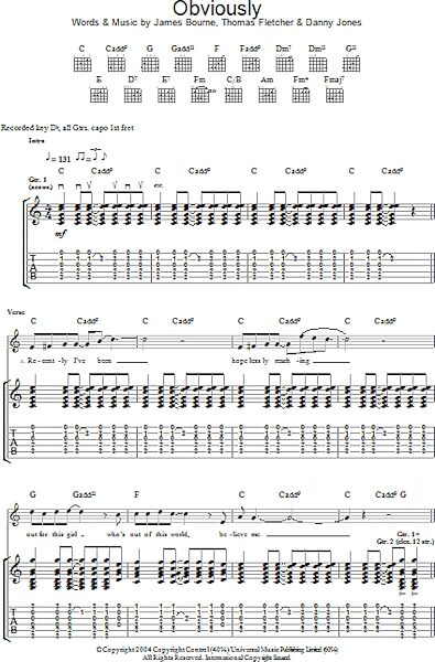 open zoom image for Obviously - Guitar TAB, New, Main