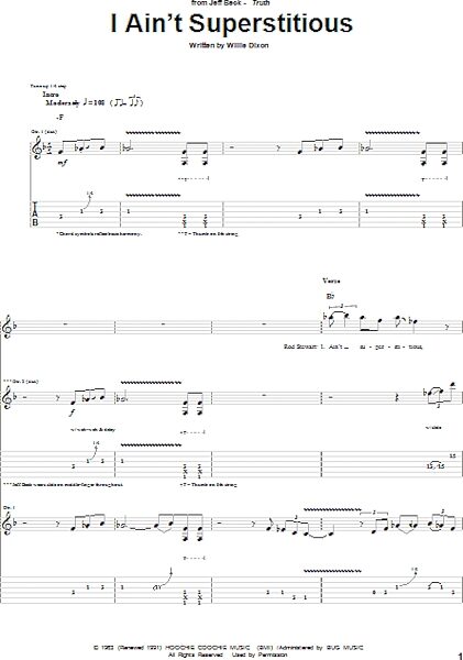 open zoom image for I Ain't Superstitious - Guitar TAB, New, Main
