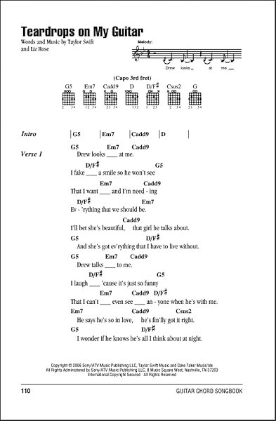 open zoom image for Teardrops On My Guitar - Guitar Chords/Lyrics, New, Main