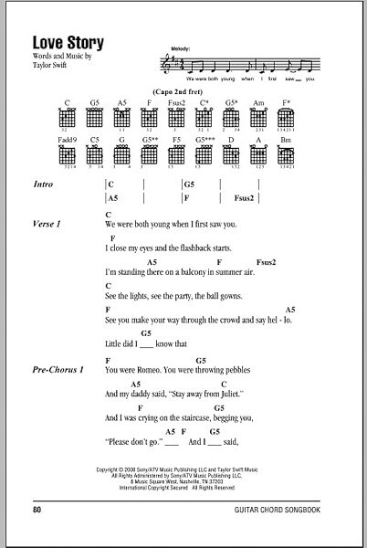open zoom image for Love Story - Guitar Chords/Lyrics, New, Main